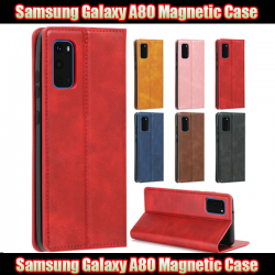 Magnetic Book Cover Case For Samsung Galaxy A80 SM-A805F Card Wallet Leather Slim Fit Look